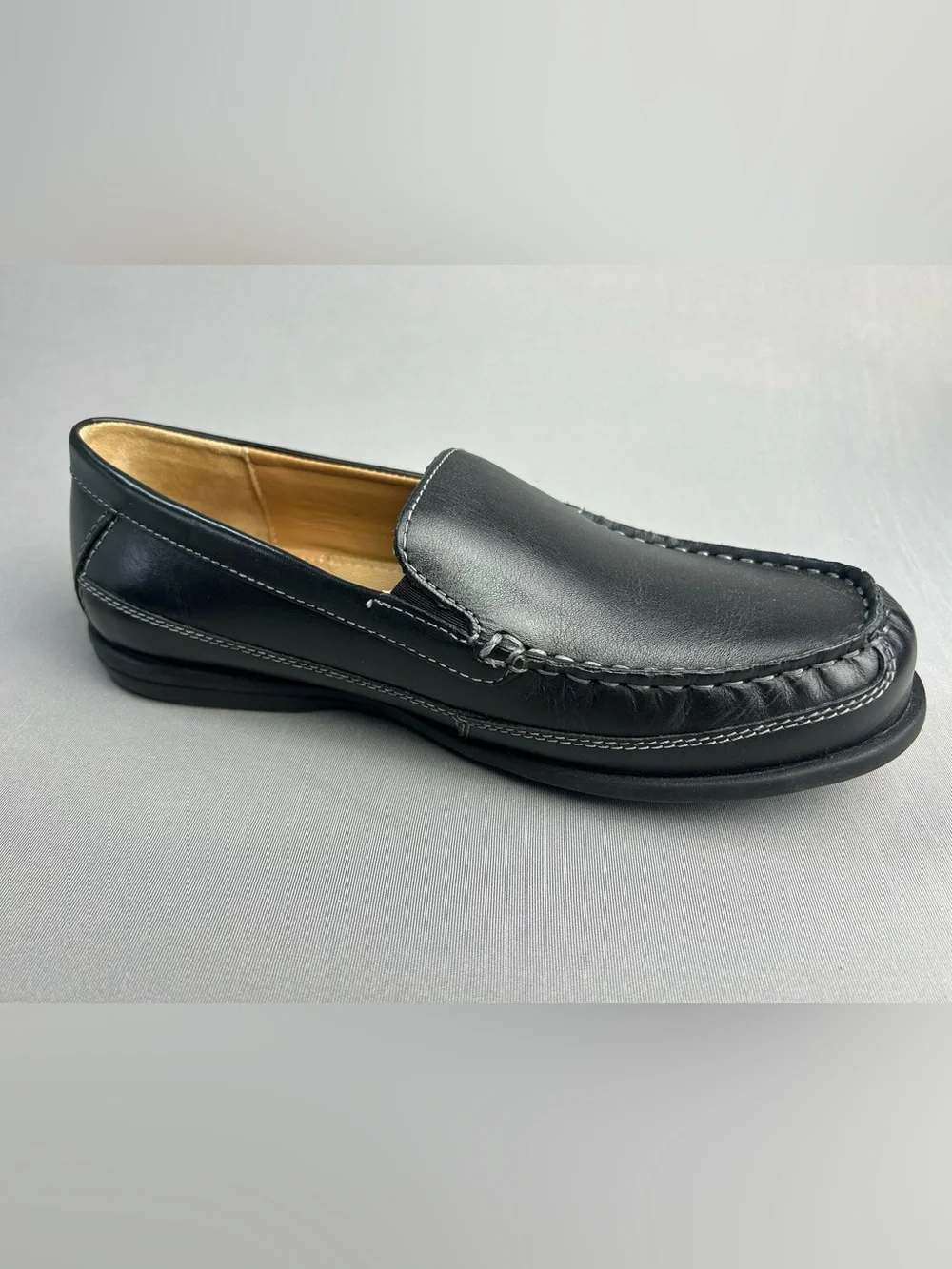 Johnston & Murphy Men’s 5.5 Teen Boys Black Leather Slip-On‎ Dress Shoes Loafers